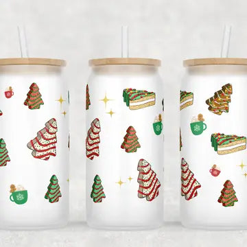 Christmas Cake Treats 16oz Libby Glass Tumbler