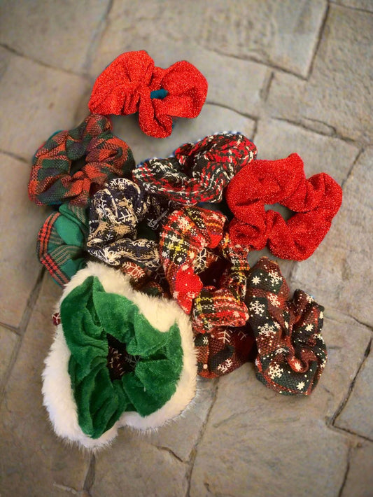 10 pack Christmas Hair Scrunchies