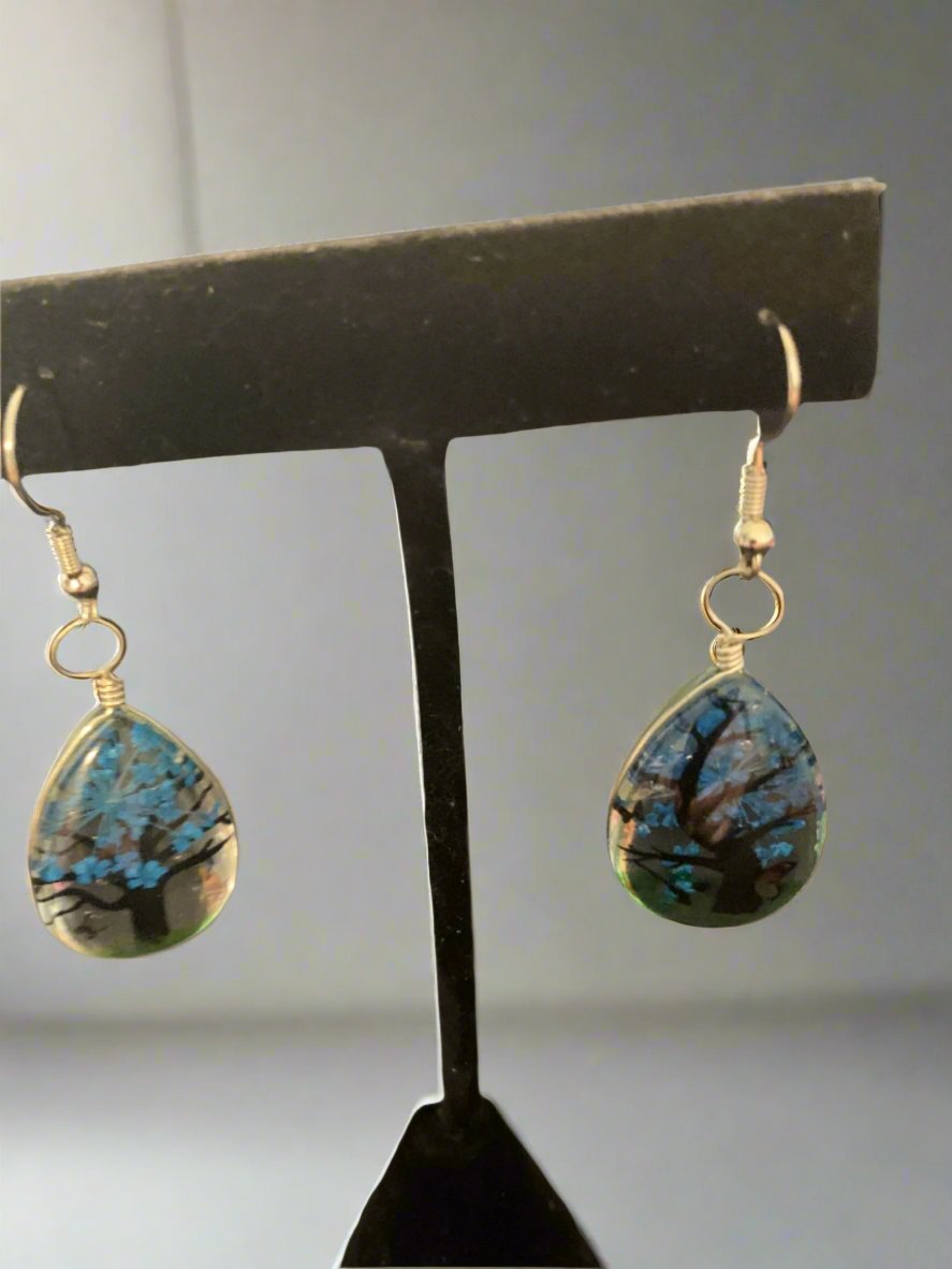 Blue Glass Earrings Small