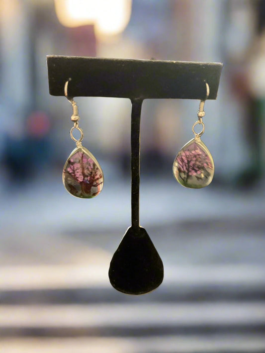 Pink Tear Drop Glass Earring