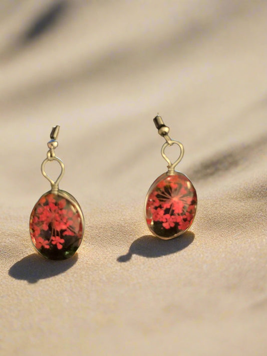 Red Tear Drop Glass Earring