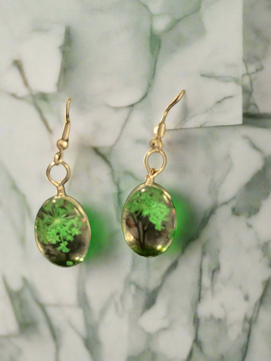 Green Glass Earrings